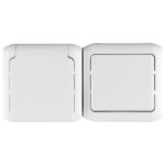 Блок выключатель и розетка Legrand Quteo одноклавишный накладной белый (782318)