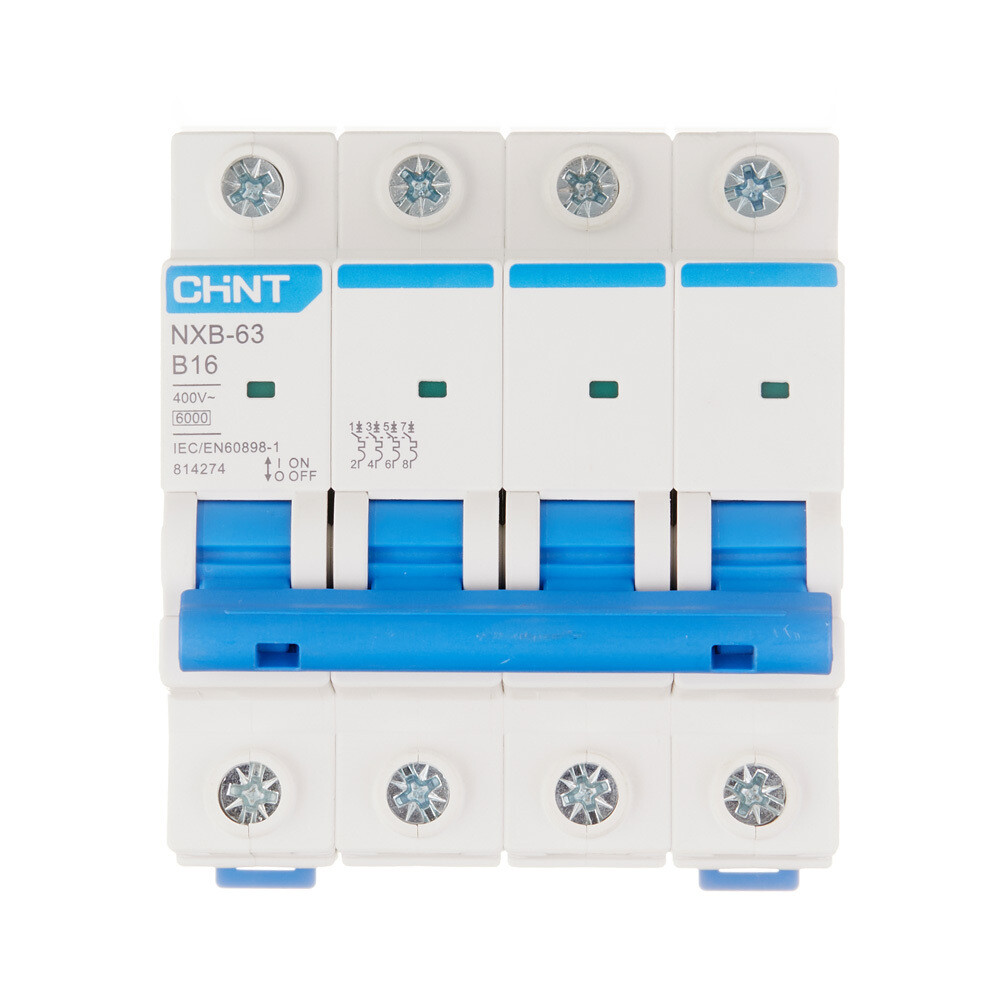 original-4077.jpg Автоматический выключатель модульный Chint NXB-63 4P 16А тип B 6 кА 400 В (814274) — изображение 1