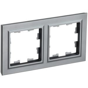 Рамка IEK Brite РУ-2-БрС двухместная сталь (BR-M22-K46)