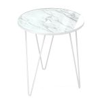 Журнальный столик круглый белый мрамор/белый муар Sheffilton SHT-CT27