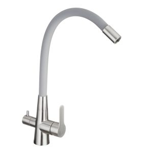 Смеситель для кухни Corsa Deco Pure сталь/серый с гибким изливом с подключением к фильтру однорычажный (966378)