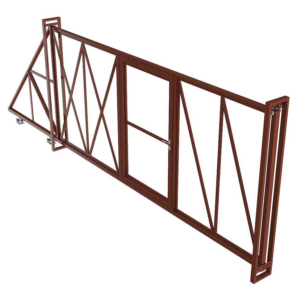 original-5625.jpg Ворота откатные каркас с комплектом под автоматику Премиум 5х2 м с калиткой коричневые RAL 8017 левые — изображение 1