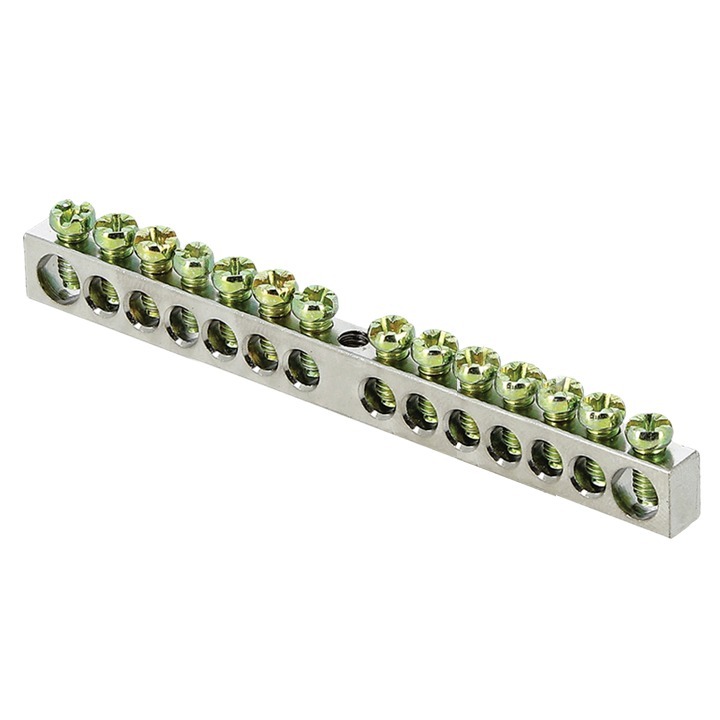 original-5635.jpg Шина нулевая без изолятора EKF PROxima PEN 6х9 мм 14 отверстий крепеж по центру (10 шт.) (sn1-63-14) — изображение 1