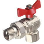 Кран шаровой латунный Valtec Base 1/2 ВР(г) х 1/2 НР(ш) бабочка с полусгоном угловой (VT.228.N.04)