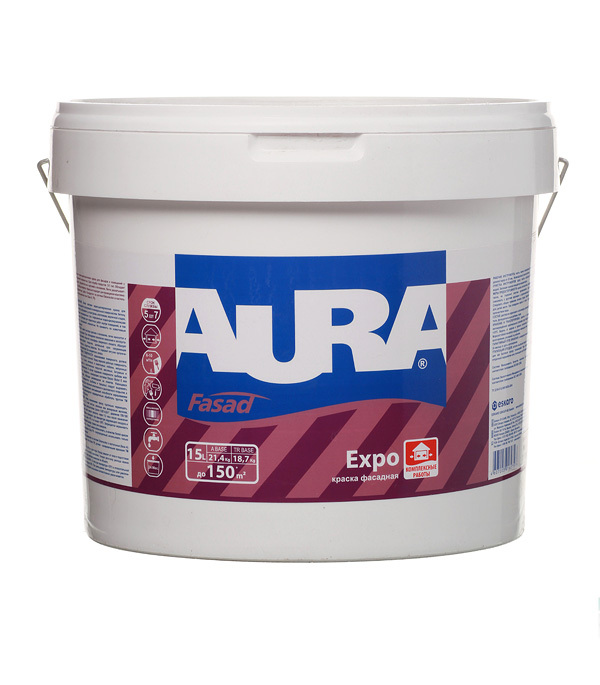 original-628.jpg Краска фасадная Aura Fasad Expo акриловая база А белая 15 л — изображение 1