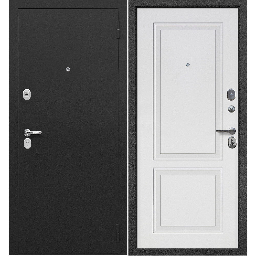 original-7053.jpg Дверь входная Ferroni Классика правая букле черный - эмалит белый 960х2050 мм — изображение 1