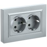 Розетка IEK Brite РС12-3-БрС встраиваемая сталь (BR-R21-16-K46-F)