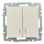 Выключатель IEK Brite ВС10-2-1-БрКр двухклавишный встраиваемый бежевый с подсветкой (BR-V20-1-10-K10)