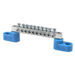 Шина нулевая на 2-х угловых изоляторах EKF PROxima 6х9 мм 10 отверстий синяя (10 шт.) (sn1-63-10-2)