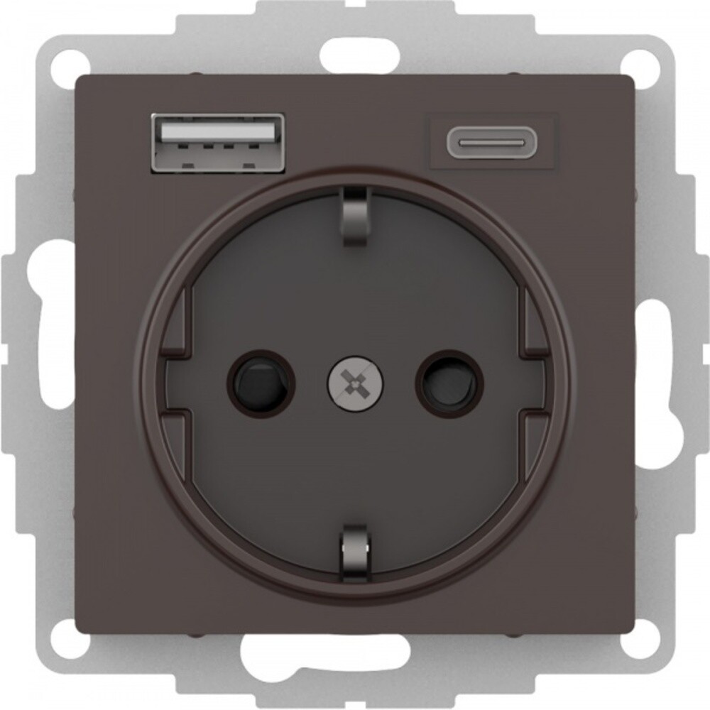 original-7537.jpg Розетка USB Systeme Electric AtlasDesign встраиваемая мокко USB-A/ Type-C (ATN000632) — изображение 1