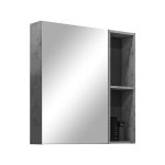 Зеркальный шкаф Comforty Флорида 80х80х15 см подвесной бетон светлый/антрацит
