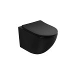 Унитаз подвесной Abber Bequem безободковый черный матовый с сиденьем дюропласт микролифт (AC1100TMB)