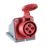 Розетка силовая угловая настенная Dekraft РС-103 с заземлением 3P+PE 3 фазы 16 А 380 В IP44 красная (26192DEK)