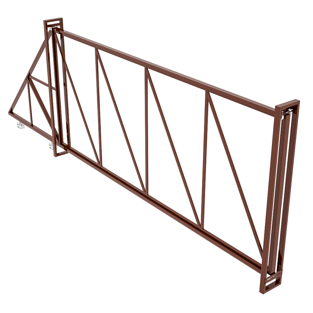 original-8974.jpg Ворота откатные каркас с комплектом под автоматику Премиум 3,5х2 м коричневые RAL 8017 левые — изображение 1