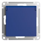 Розетка Systeme Electric AtlasDesign встраиваемая аквамарин со шторками с крышкой (ATN001146)