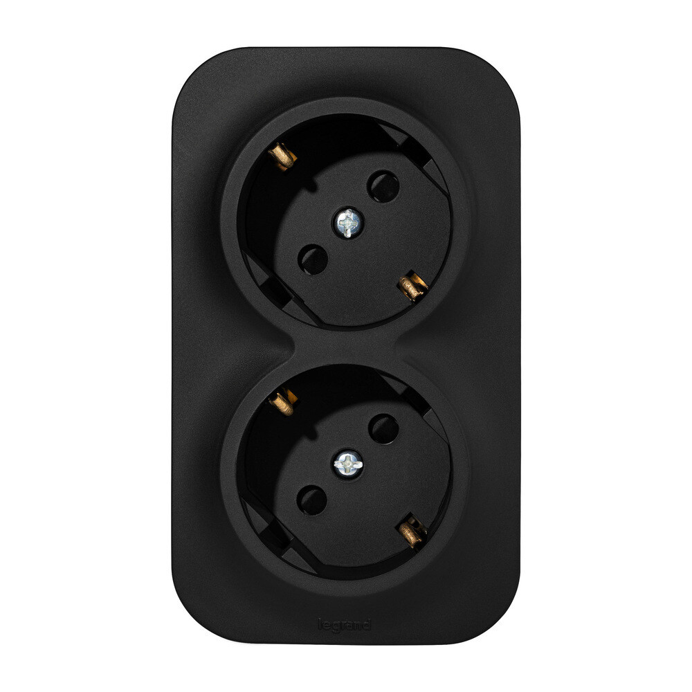 original-9127.jpg Розетка Legrand Quteo накладная черная со шторками (782475) — изображение 1