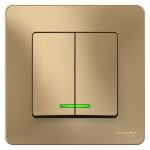 Выключатель Systeme Electric Blanca двухклавишный встраиваемый титан с подсветкой (BLNVS010514)
