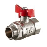 Кран шаровой латунный Valtec 3/4 ВР(г) х 3/4 НР(ш) полнопроходной бабочка прямой (VT.123.N.05)