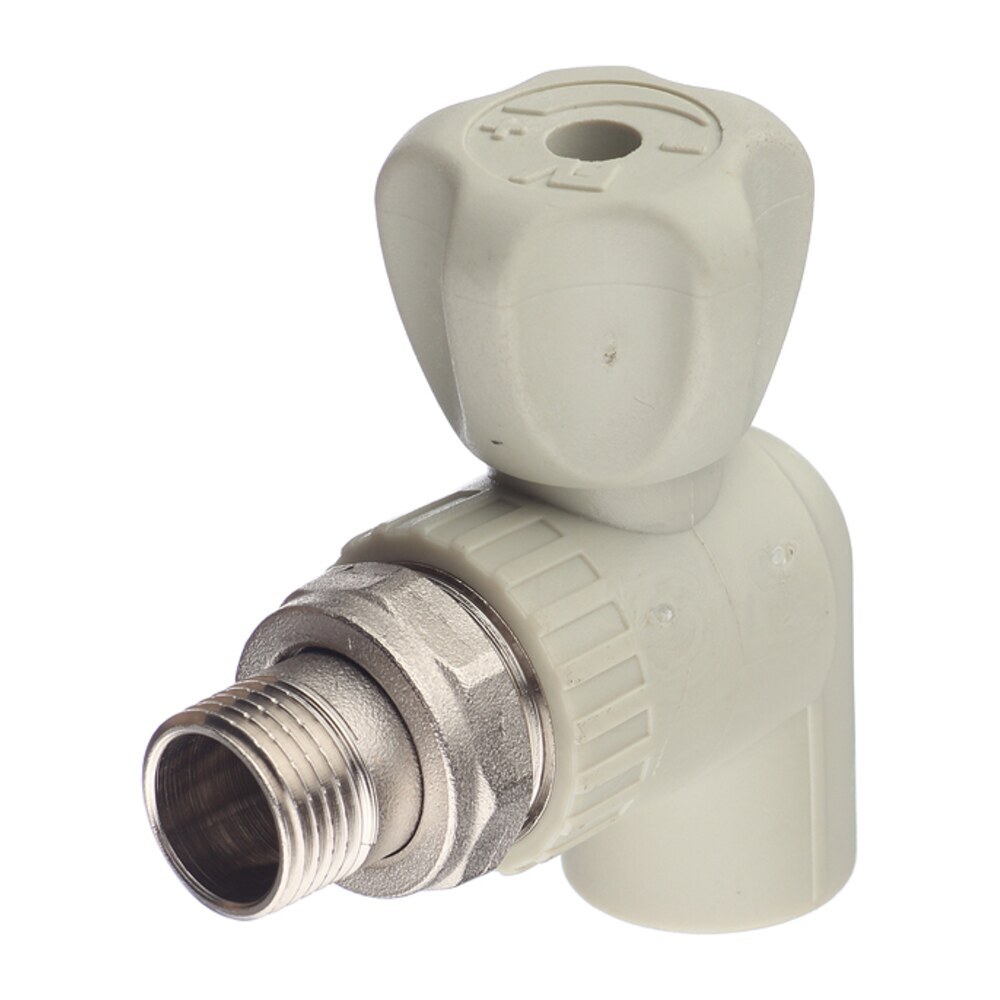 original-9334.jpg Кран шаровой полипропиленовый FV Plast 20 мм х 1/2 НР(ш) для радиатора с накидной гайкой угловой (А31502) — изображение 1