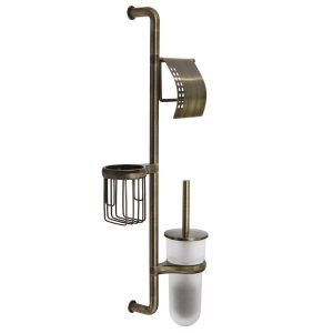 Стойка с бумагодержателем и ершом WasserKraft стекло/металл бронза