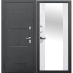 Дверь входная с терморазрывом Ferroni Isoterma левая антик серебро - эмалит белый с зеркалом 860х2050 мм